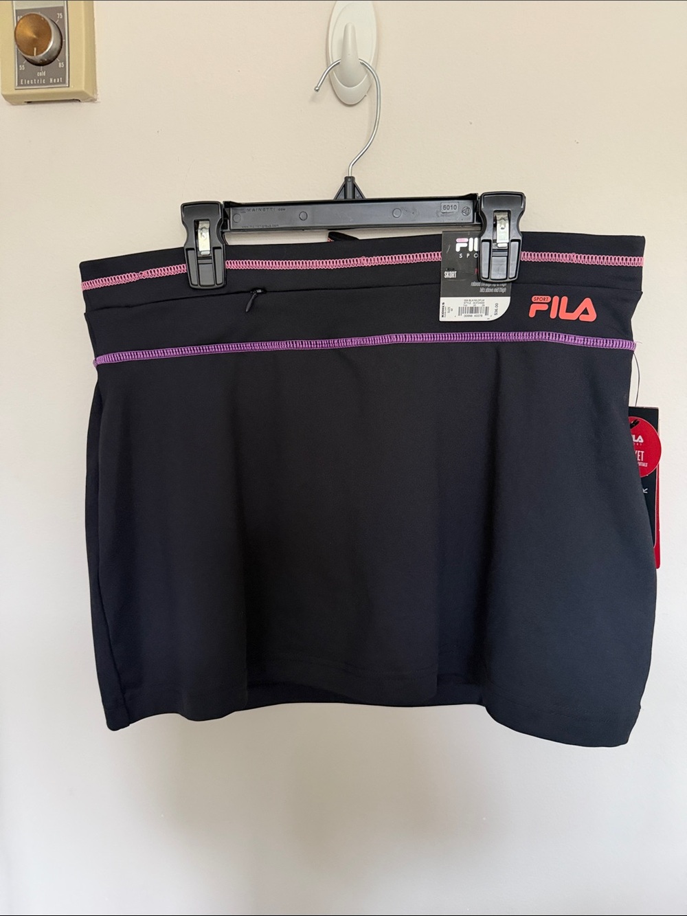 Fila Black Mini Skort with Pink Contrast Stitching